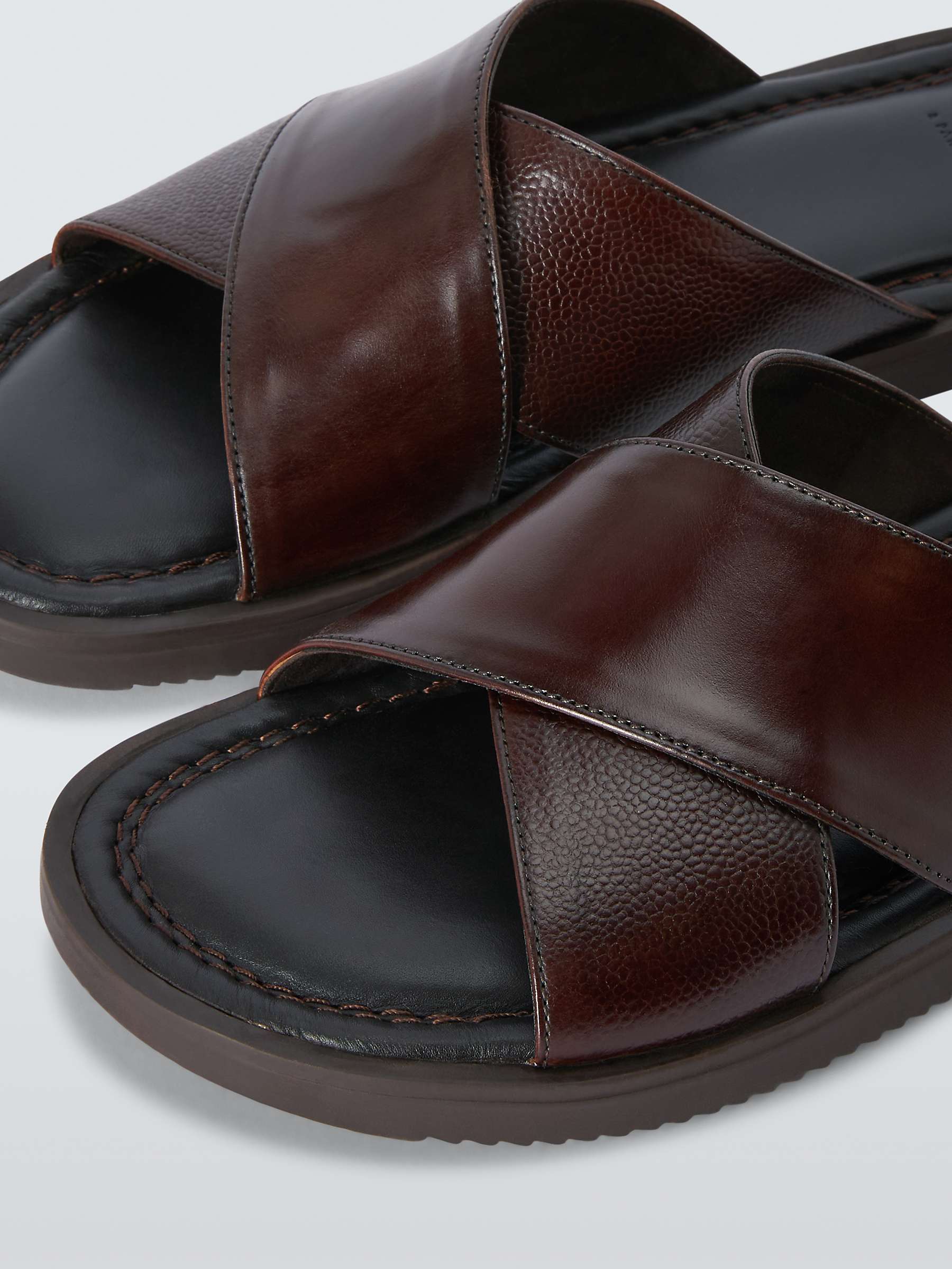 Buy John Lewis Leather Cross Strap Sandals, Brown Online at johnlewis.com