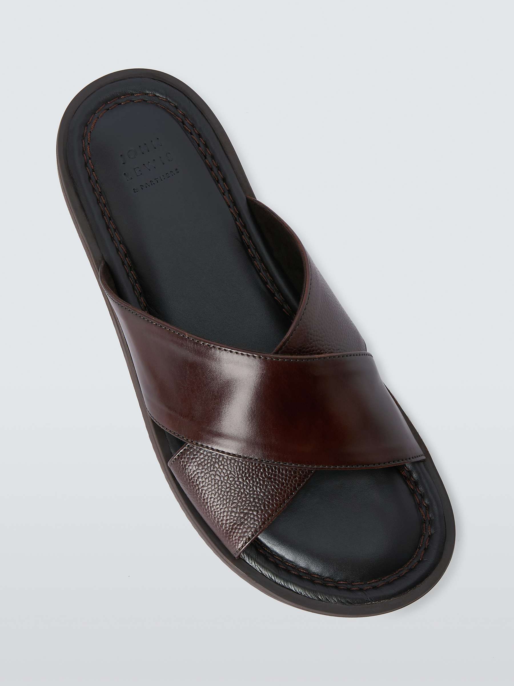 Buy John Lewis Leather Cross Strap Sandals, Brown Online at johnlewis.com