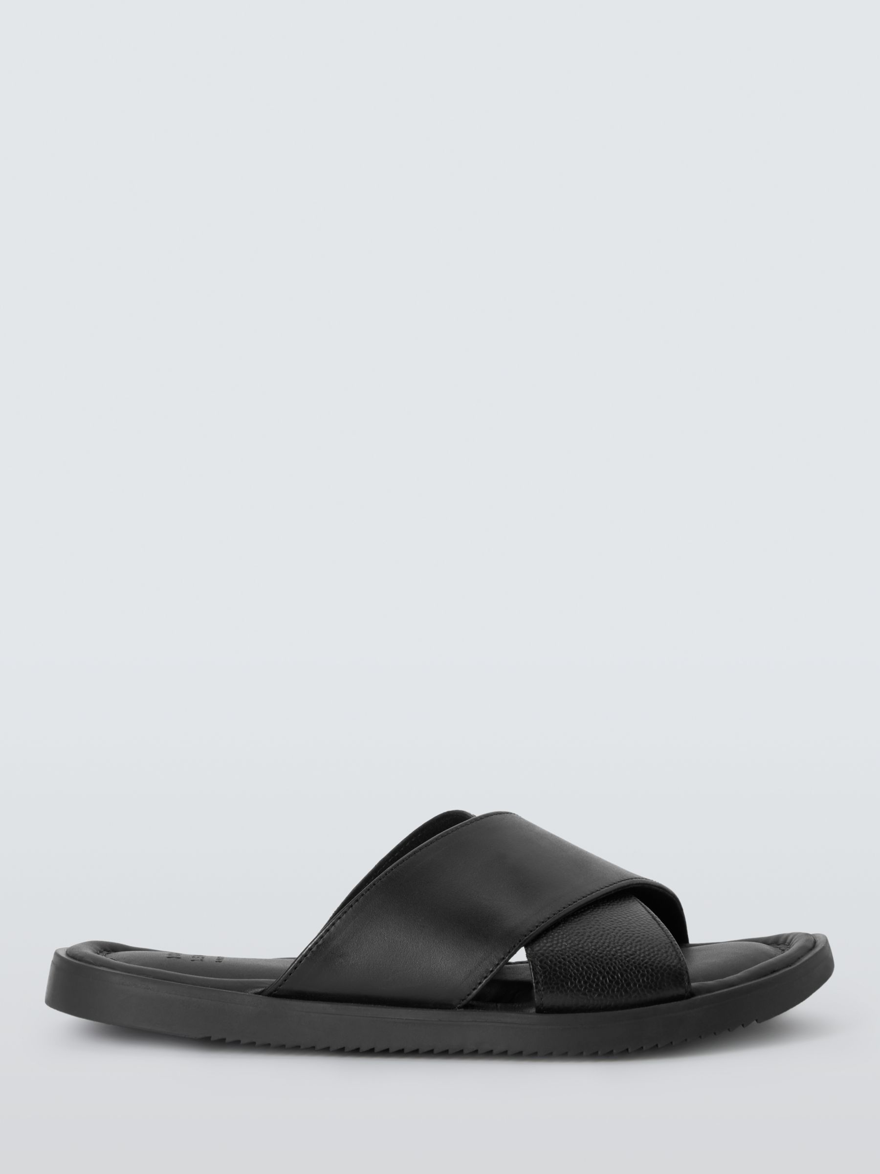 John Lewis Leather Cross Strap Sandals, Black