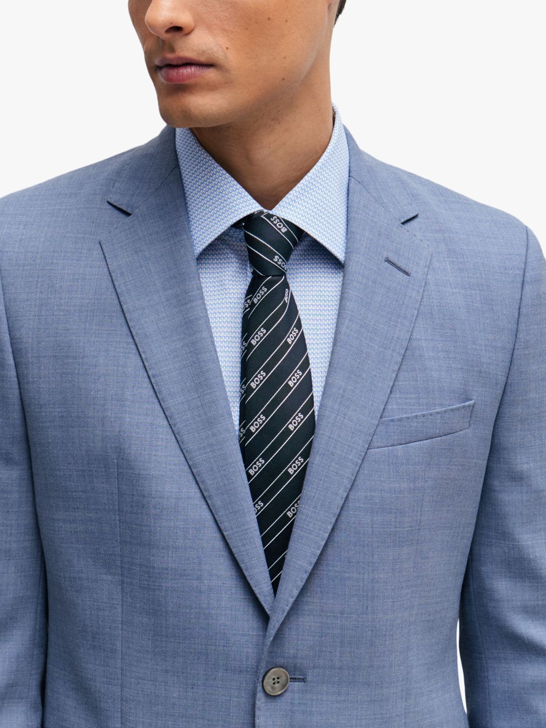 BOSS Jasper Wool Blend Suit Jacket, Open Blue at John Lewis & Partners