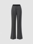 Reiss Valeria Wool Blend Flannel Wide Leg Trousers, Grey