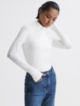 Reiss Piper Fitted Roll Neck Top, White