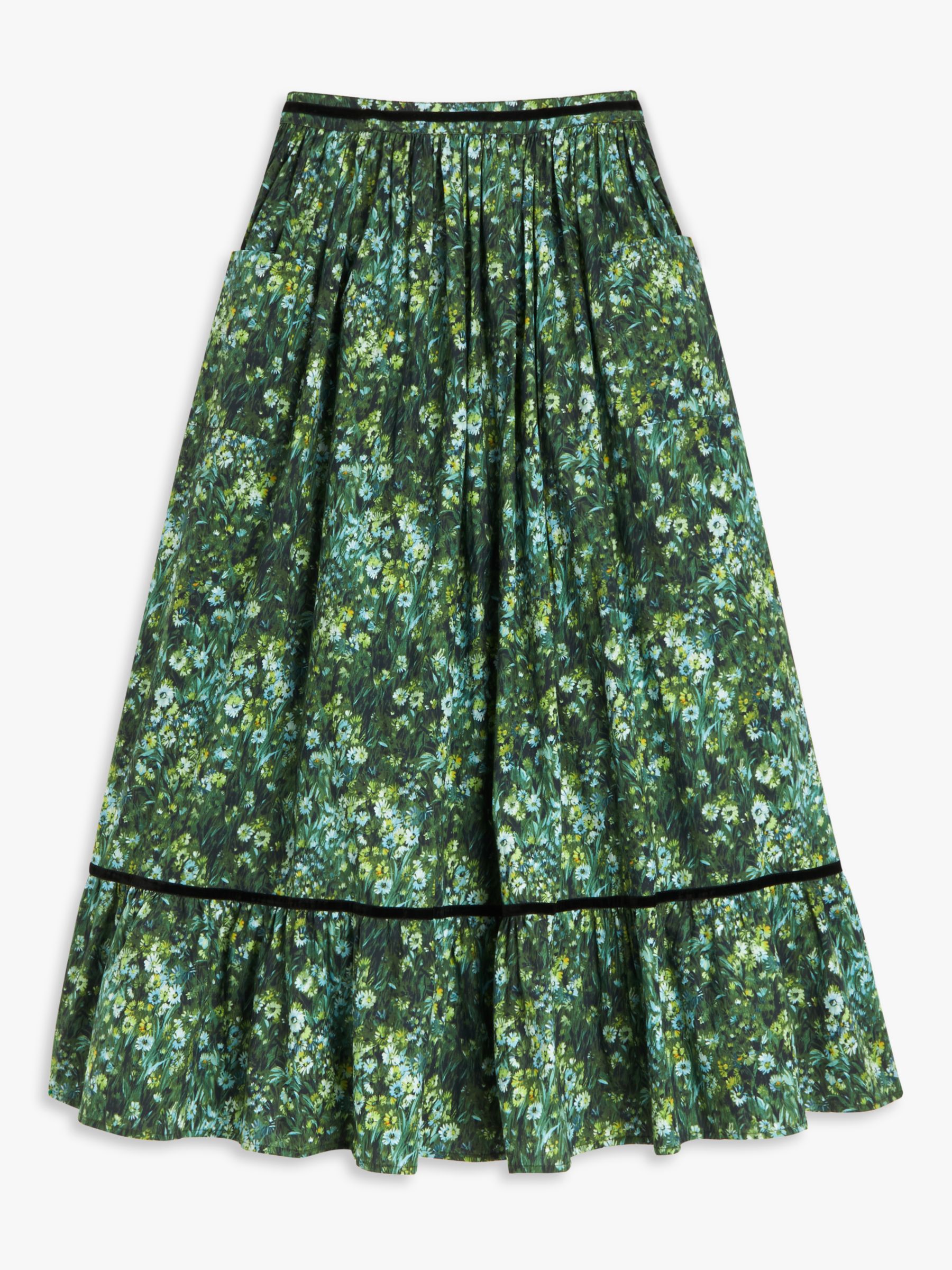Batsheva x Laura Ashley Kipp Sherwood Forest Print Maxi Skirt, Green at ...