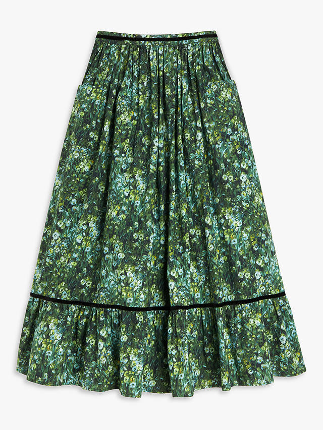 Batsheva x Laura Ashley Kipp Sherwood Forest Print Maxi Skirt, Green