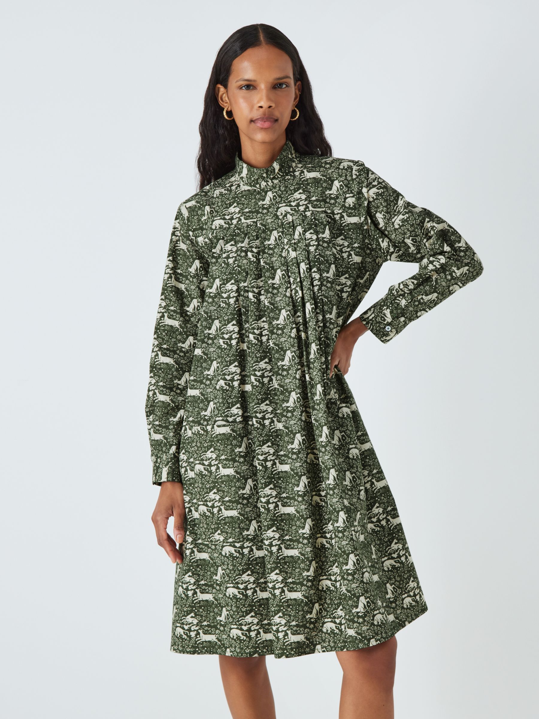 Batsheva x Laura Ashley Cumbria Abercastle Print Dress, Green/Multi at ...