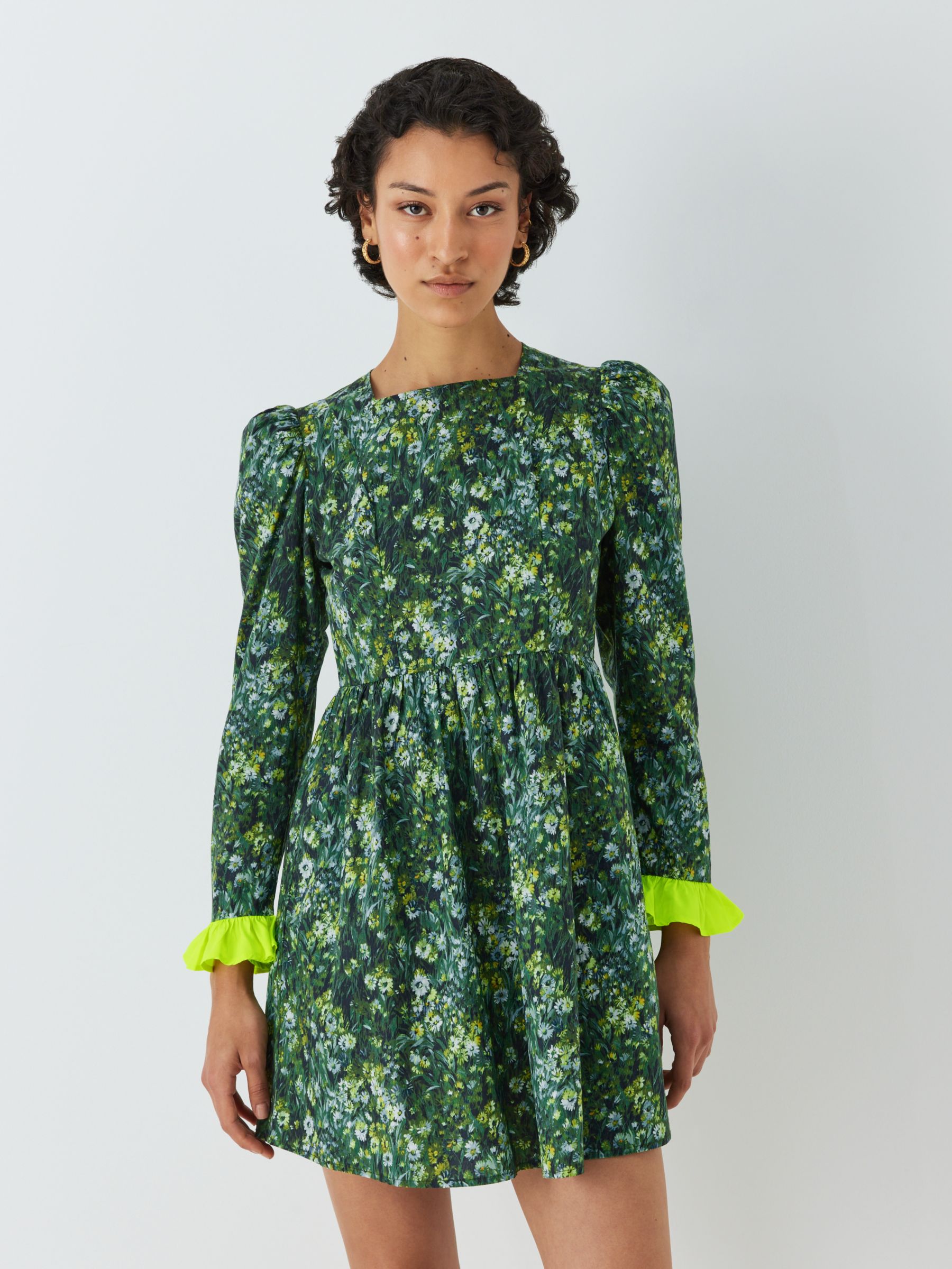 Batsheva x Laura Ashley Mini Prairie Sherwood Forest Print Dress, Green ...
