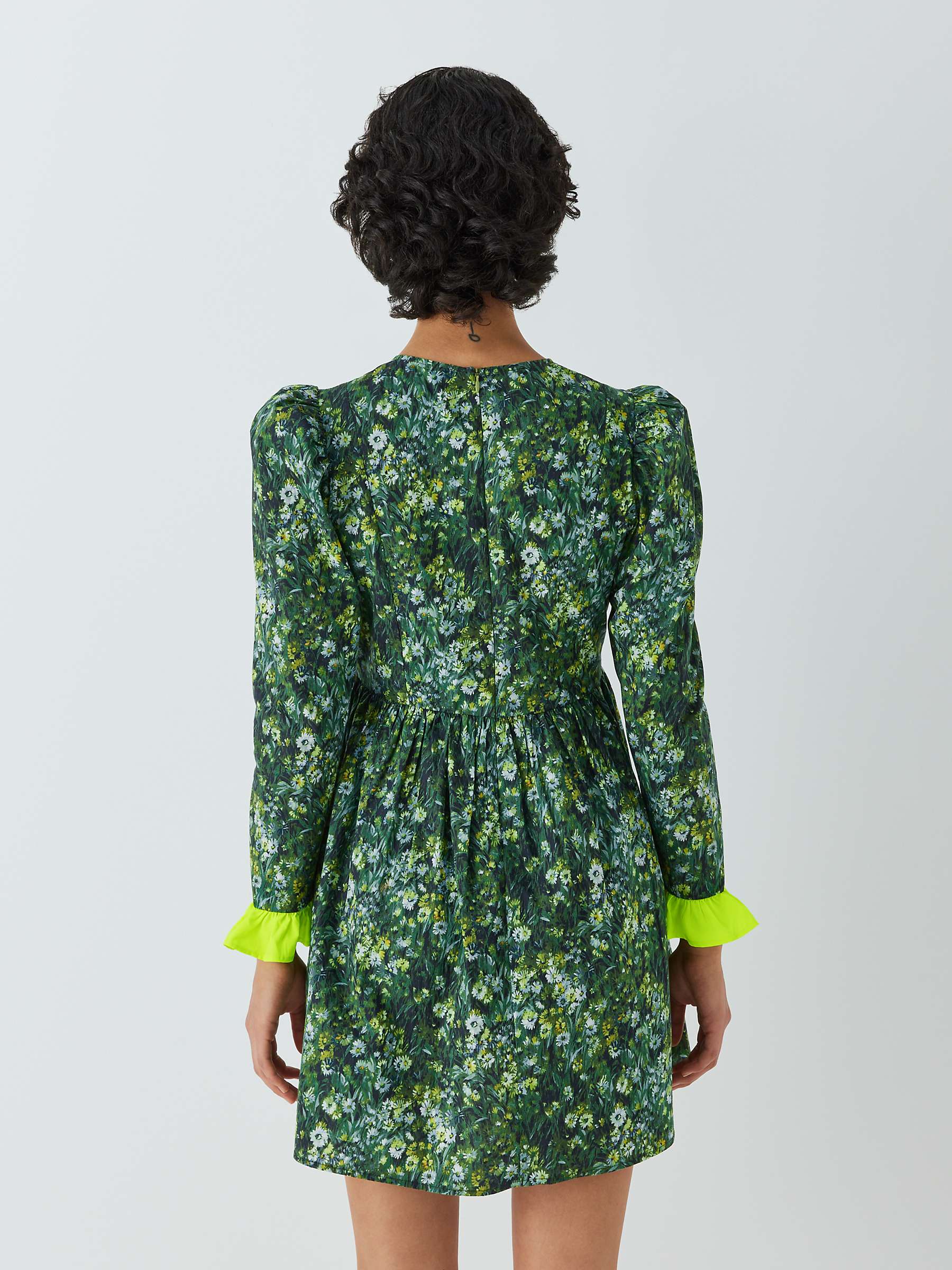Buy Batsheva x Laura Ashley Mini Prairie Sherwood Forest Print Dress, Green Online at johnlewis.com