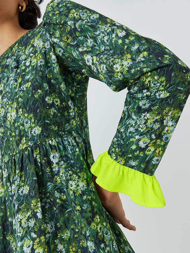 Batsheva x Laura Ashley Mini Prairie Sherwood Forest Print Dress, Green