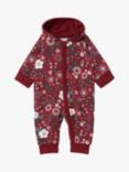 Polarn O. Pyret Baby Organic Cotton Blend Poppy Floral Print Hooded Romper, Red/Multi
