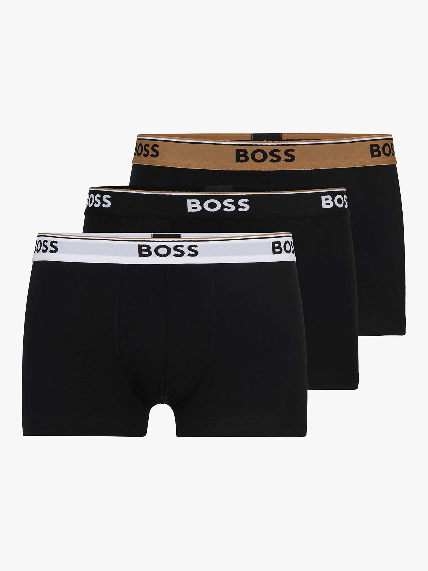 Buy BOSS Jacquard Logo Waistband Trunks, Pack of 3, Black Online at johnlewis.com