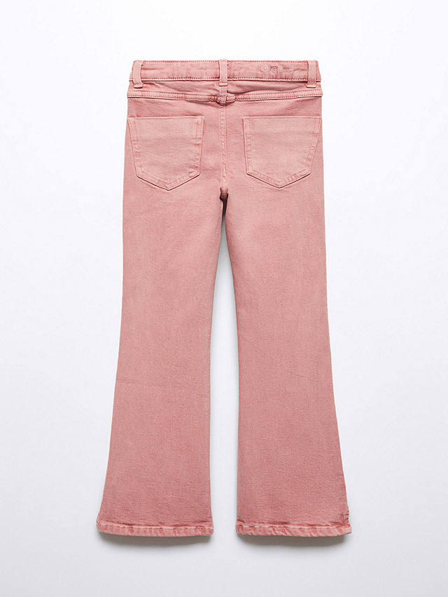 Mango Kids' Flarel Side Slit Flared Jeans, Pink