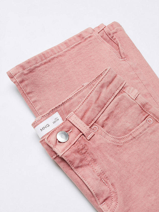 Mango Kids' Flarel Side Slit Flared Jeans, Pink