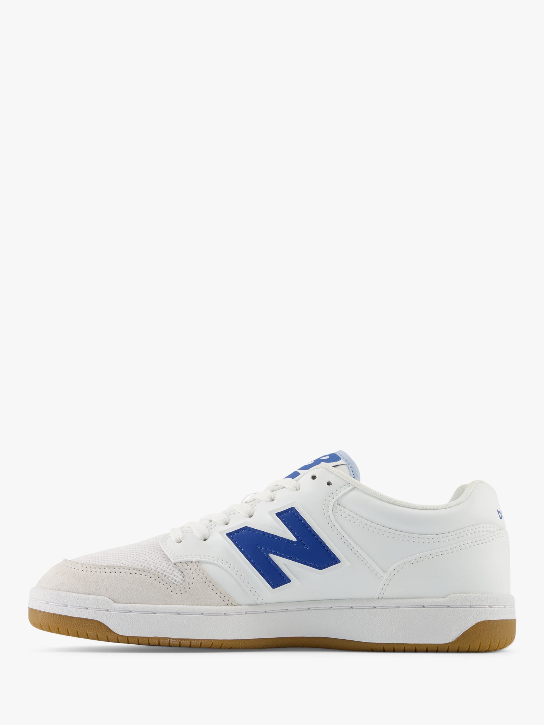 New Balance 480 Leather Trainers, White/Blue at John Lewis & Partners