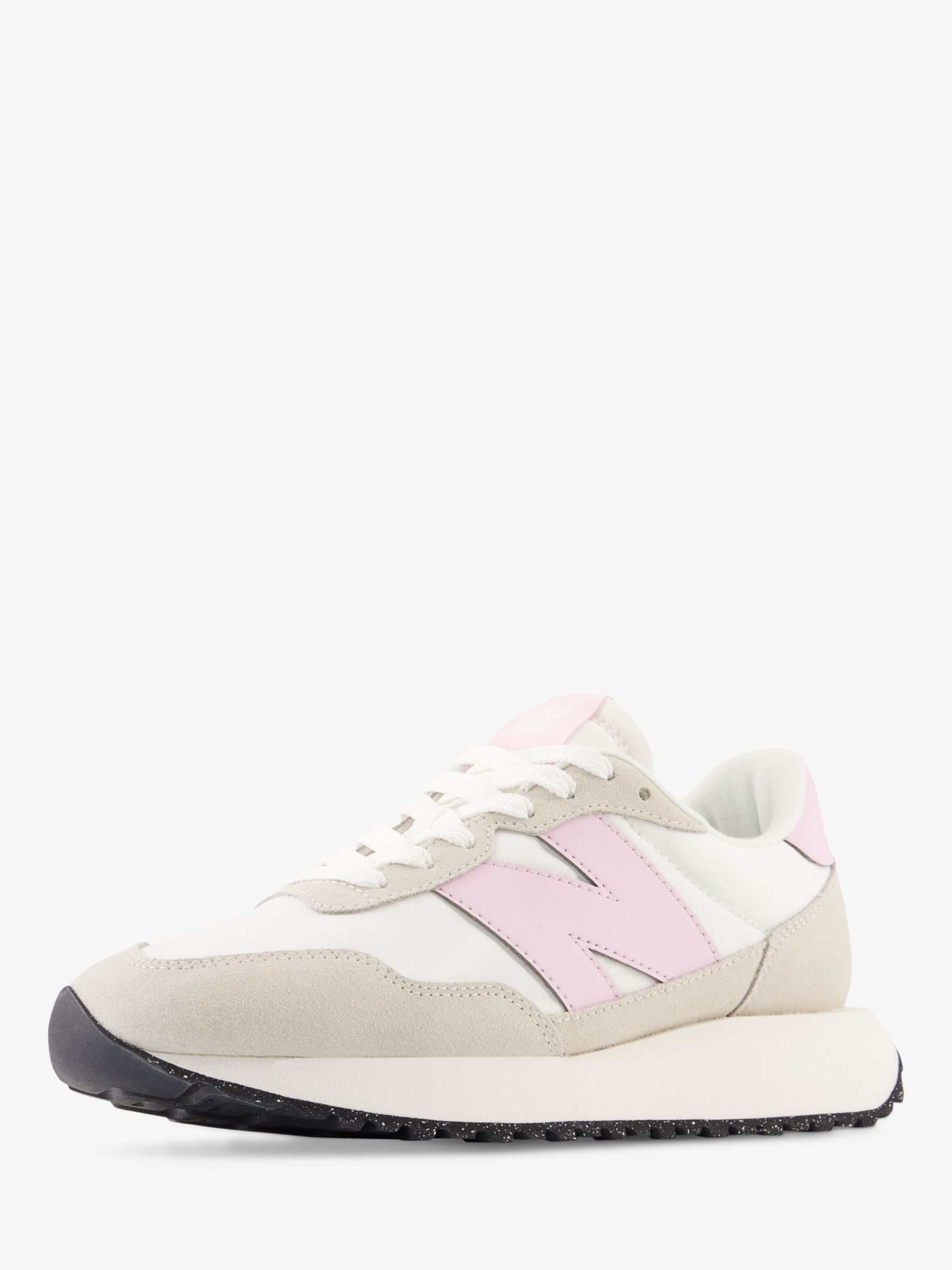 New Balance 237 Suede Mesh Trainers, White/Pink, 6