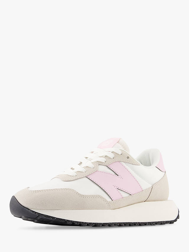 New Balance 237 Suede Mesh Trainers, White/Pink