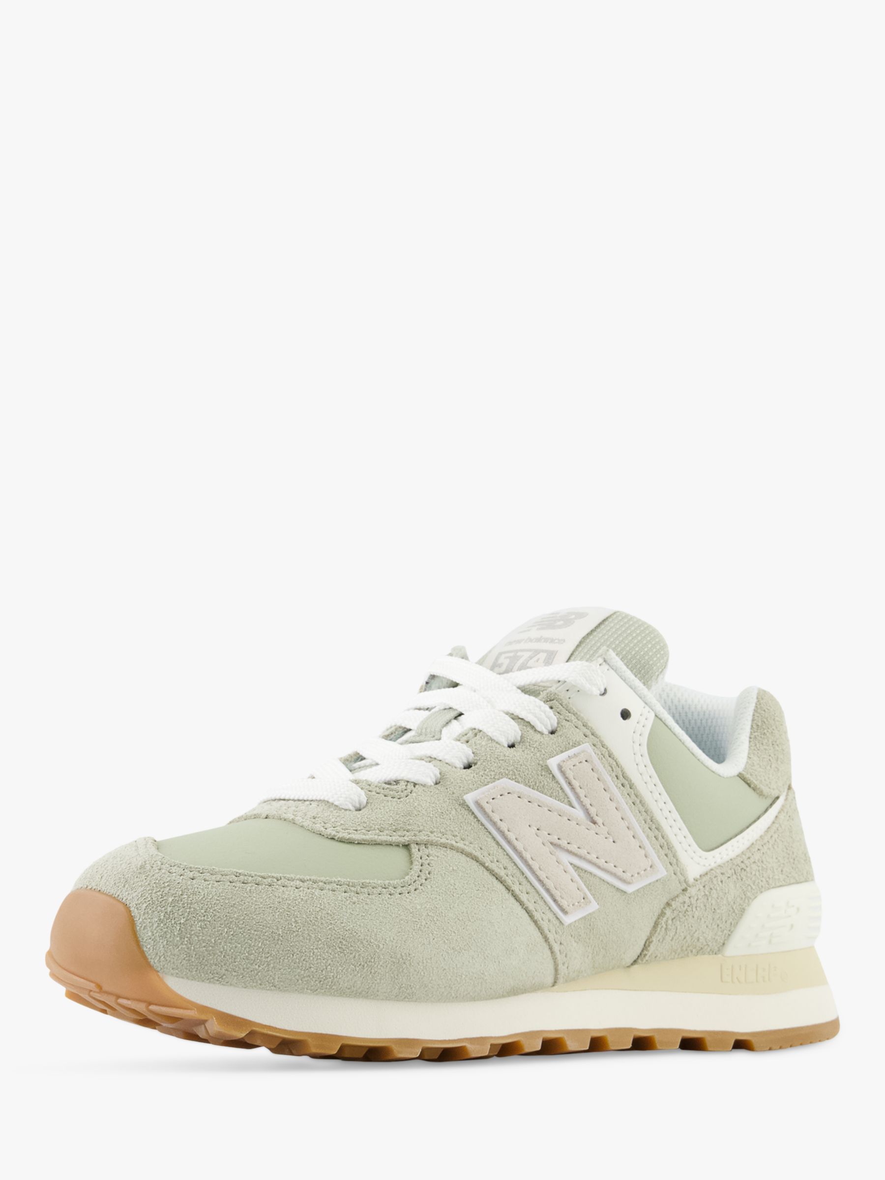 New Balance 574 Suede Mesh Trainers, Olivine at John Lewis & Partners