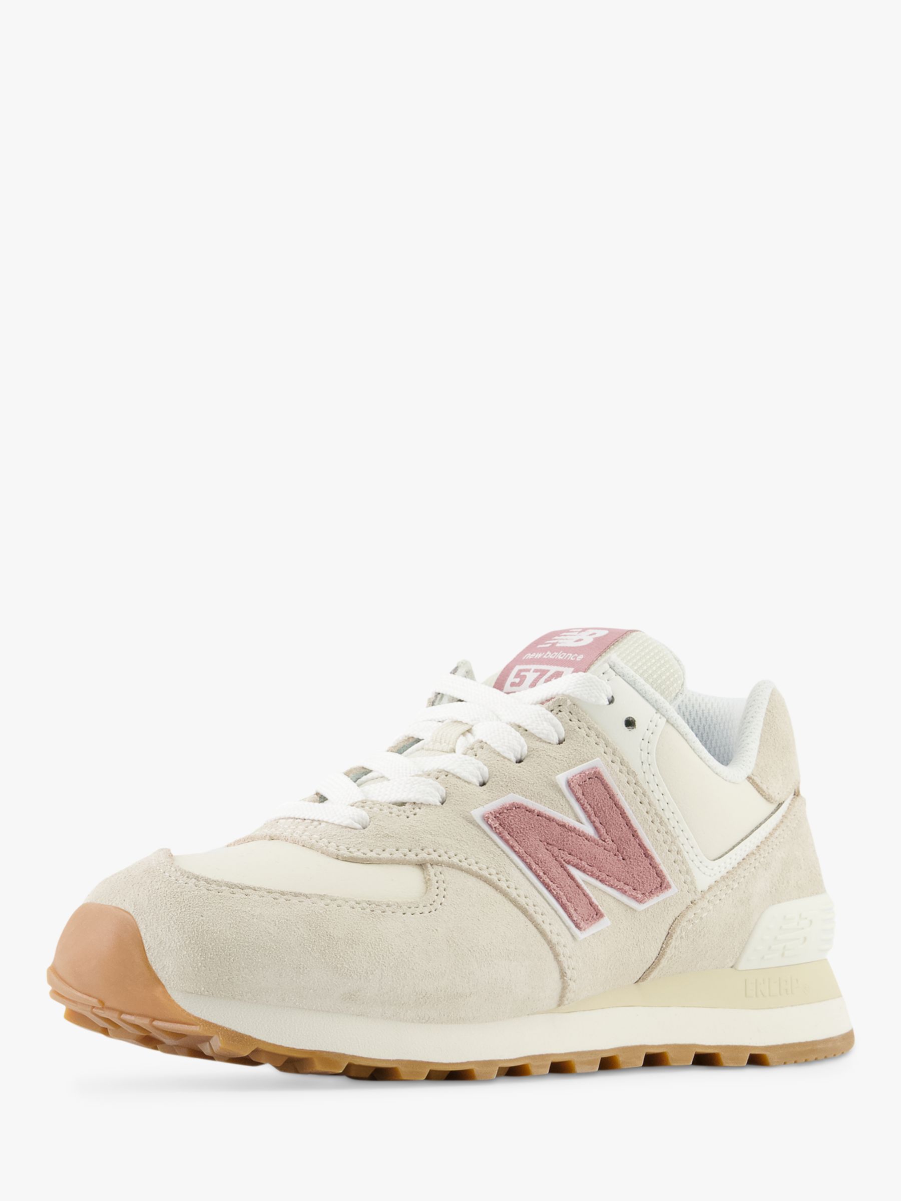 New Balance 574 Suede Mesh Trainers, Linen at John Lewis & Partners