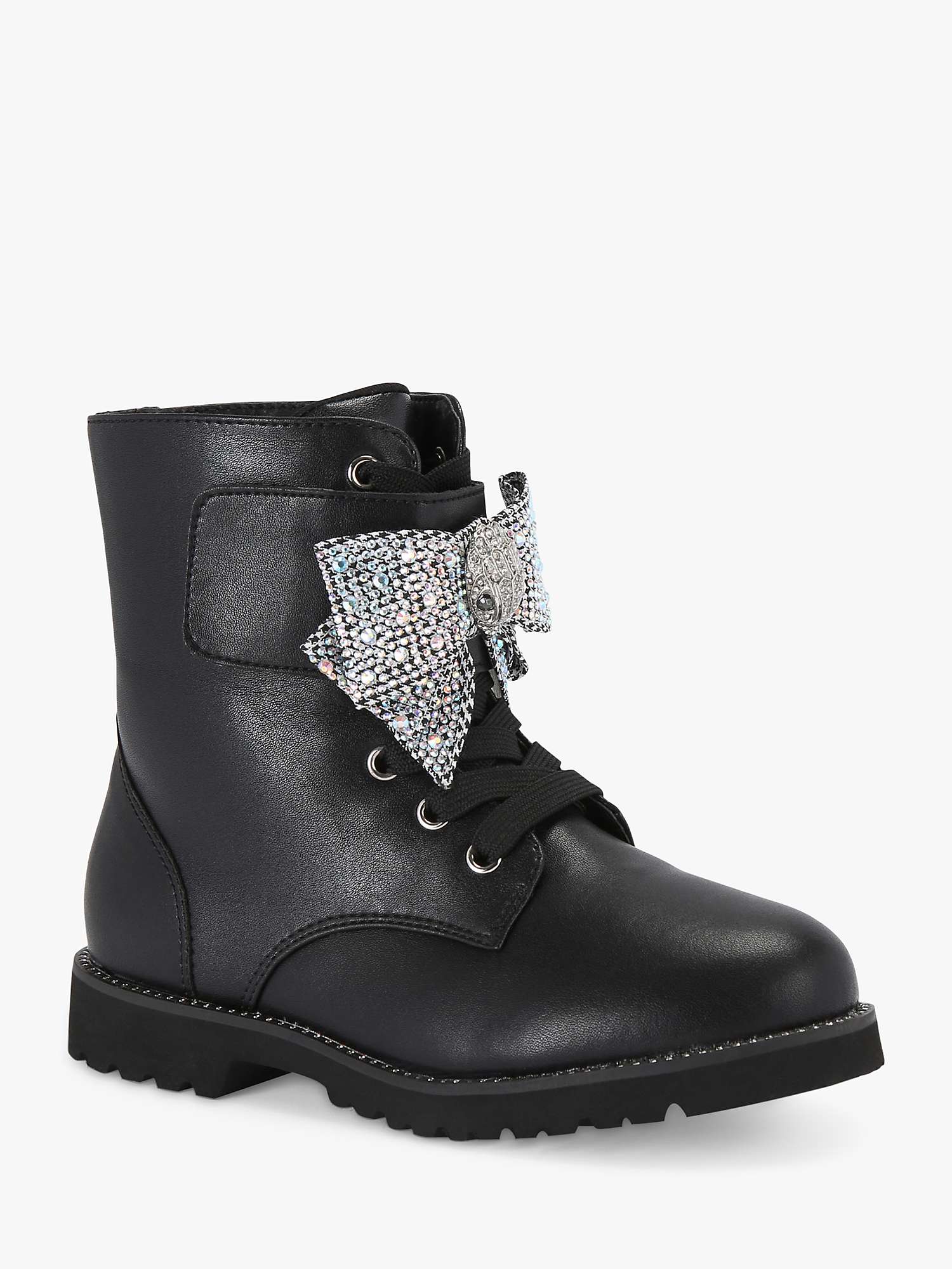 Buy Kurt Geiger London Kids' Kensington Leather Strap Bow Ankle Boots, Black Online at johnlewis.com