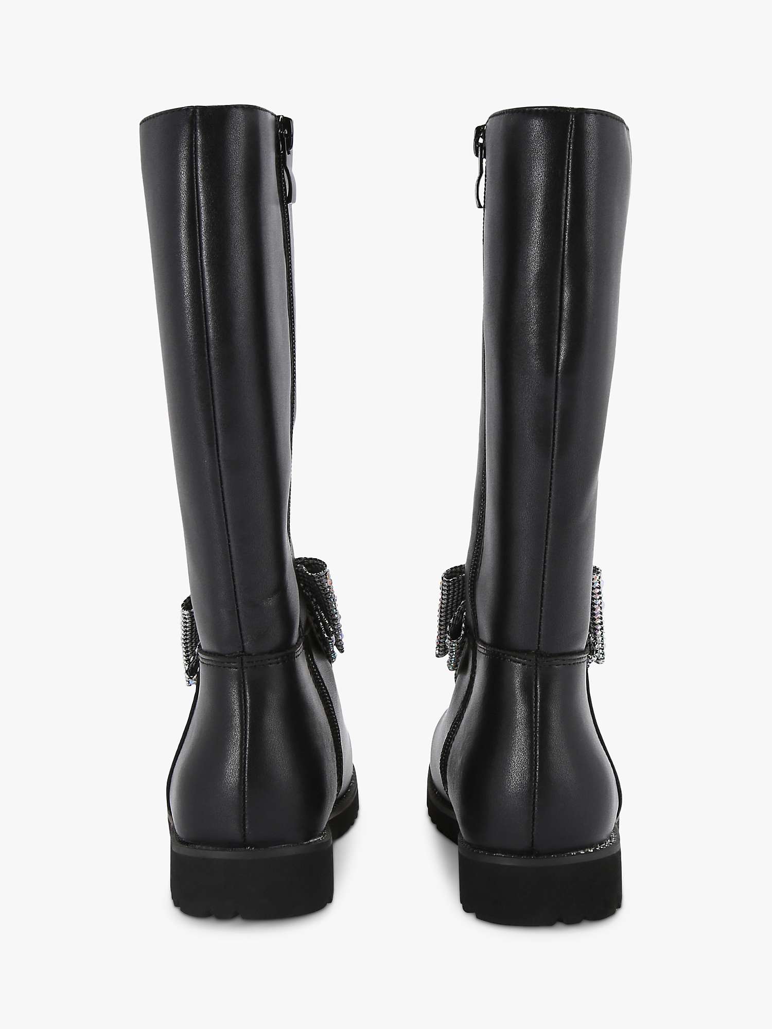 Buy Kurt Geiger London Kids' Kensington Leather Bow High Leg Boots, Black Online at johnlewis.com
