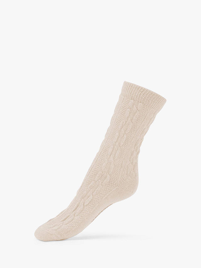 Dear Denier Saga Recycled Wool Cashmere Cable Knit Socks, Off White