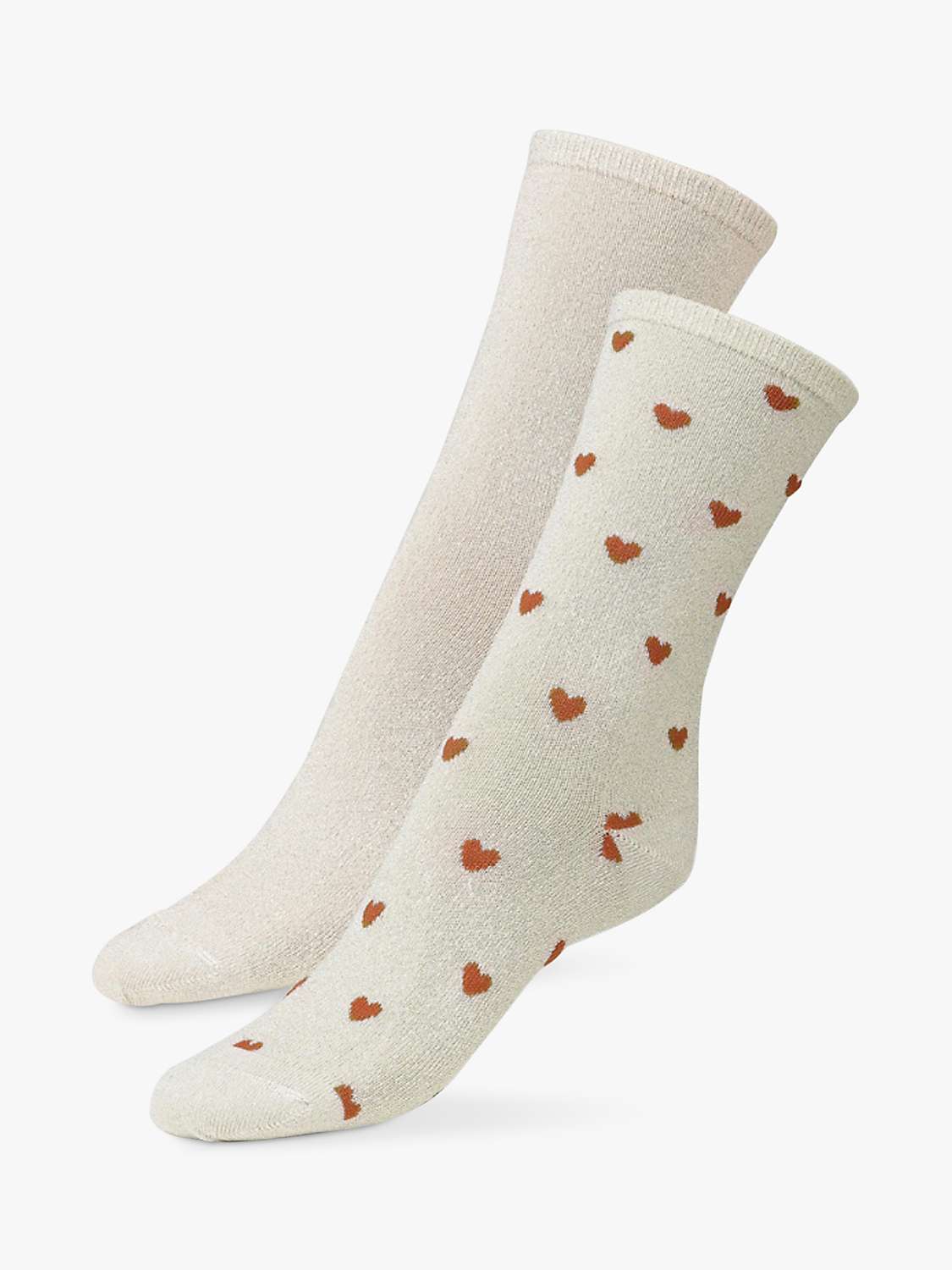 Buy Dear Denier Mei Soft Glitter Heart Socks, Pack of 2, Gold/Multi Online at johnlewis.com