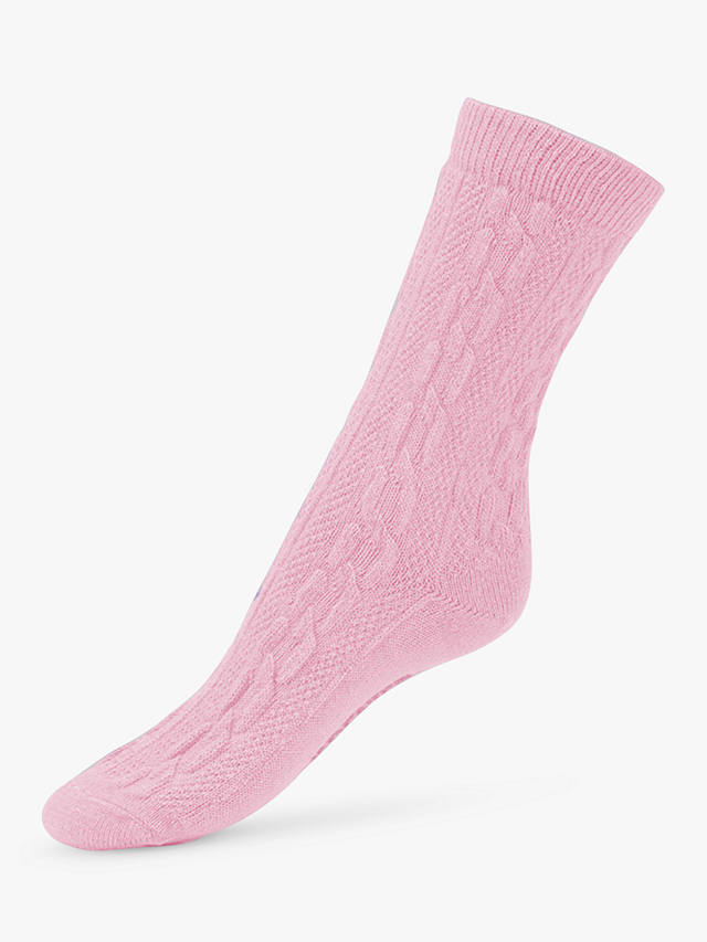 Dear Denier Saga Recycled Wool Cashmere Cable Knit Socks, Pink