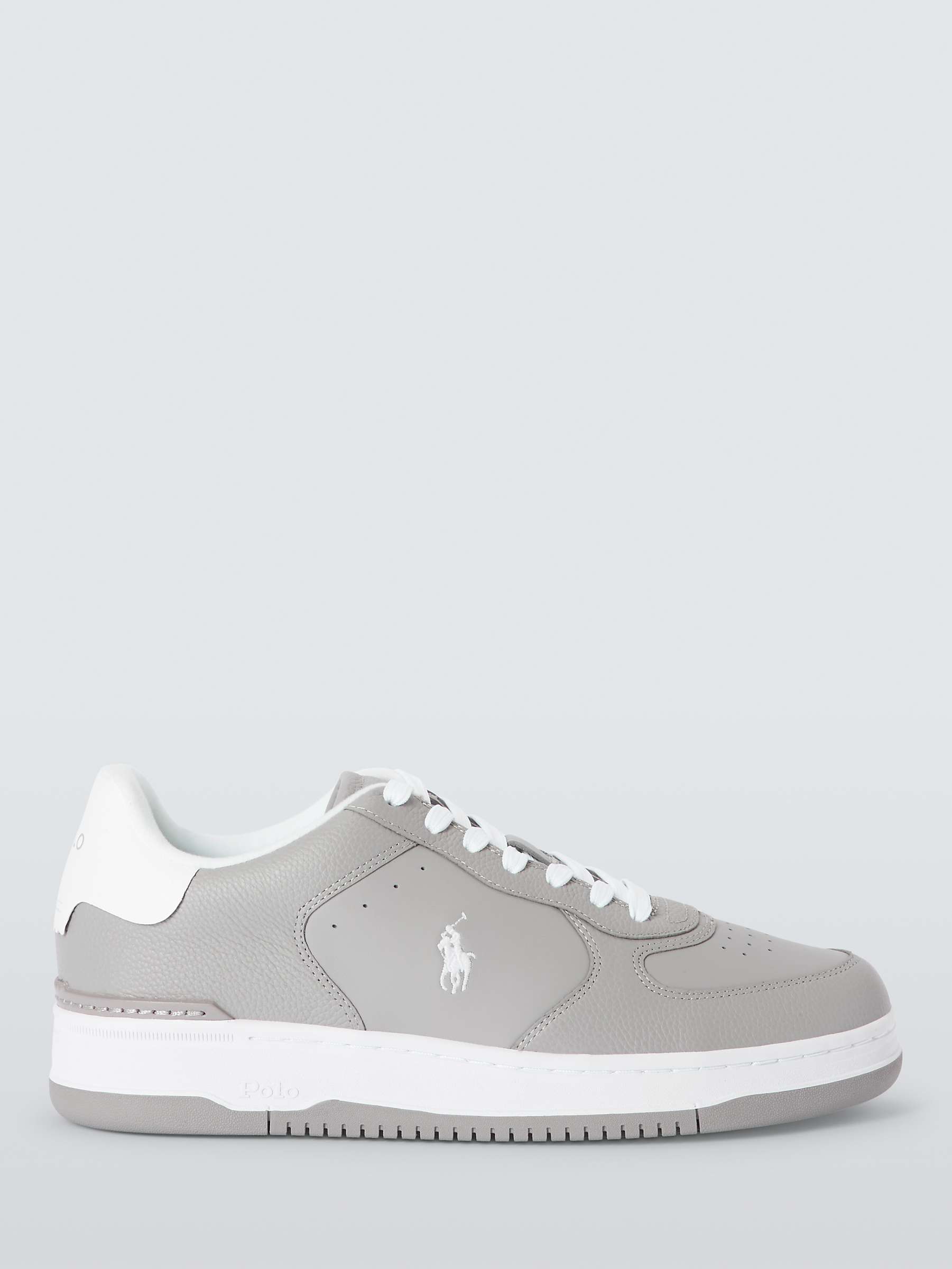 Buy Ralph Lauren Masters Court Leather Trainers, Grey/White Online at johnlewis.com
