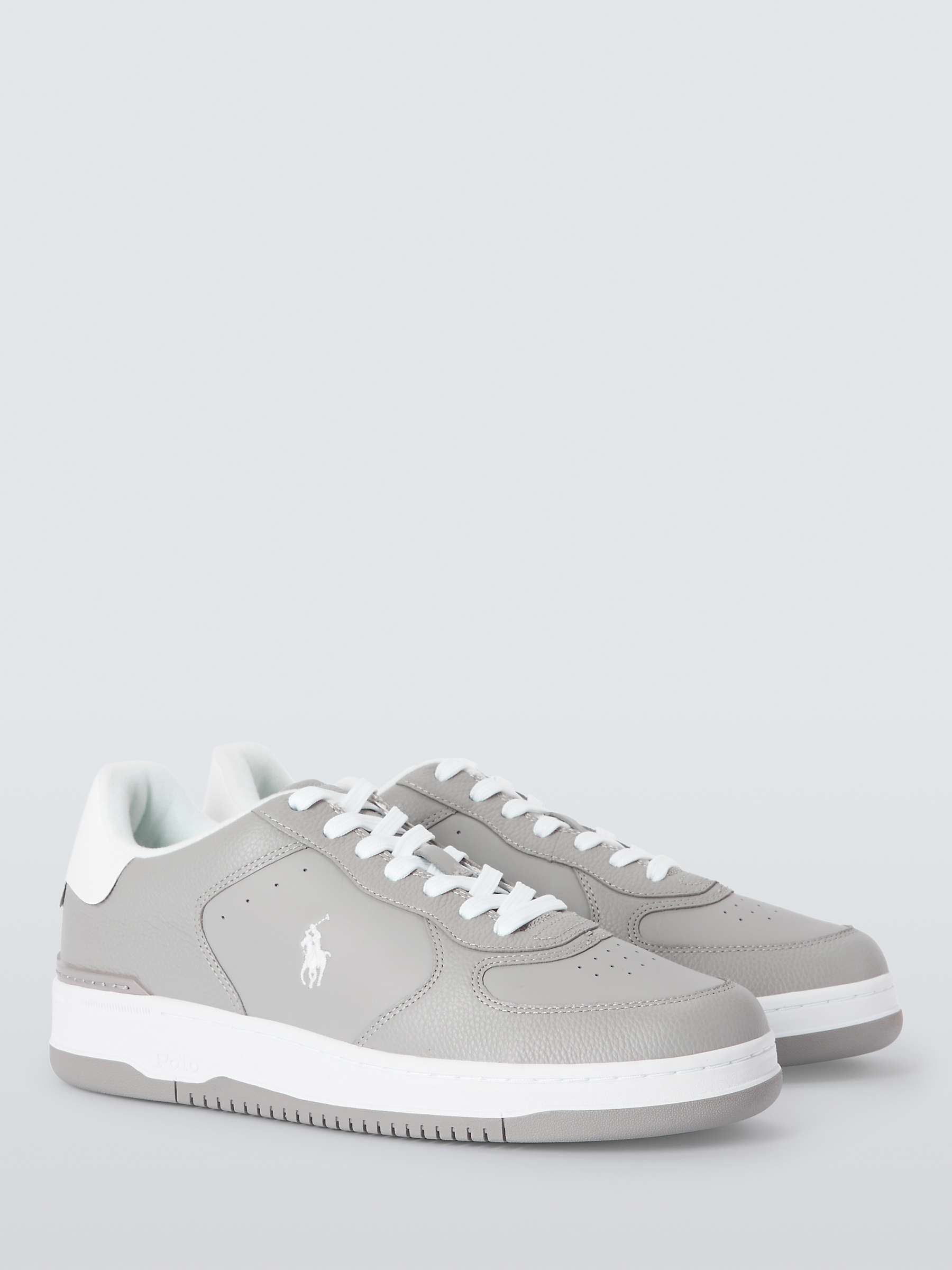 Buy Ralph Lauren Masters Court Leather Trainers, Grey/White Online at johnlewis.com