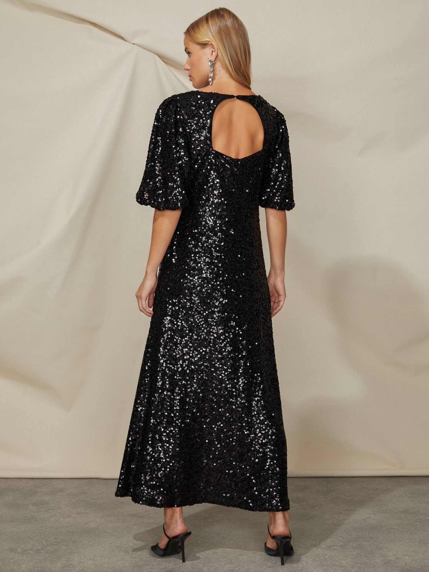 Buy Ro&Zo Cluster Sequin Evora Midi Dress, Black Online at johnlewis.com