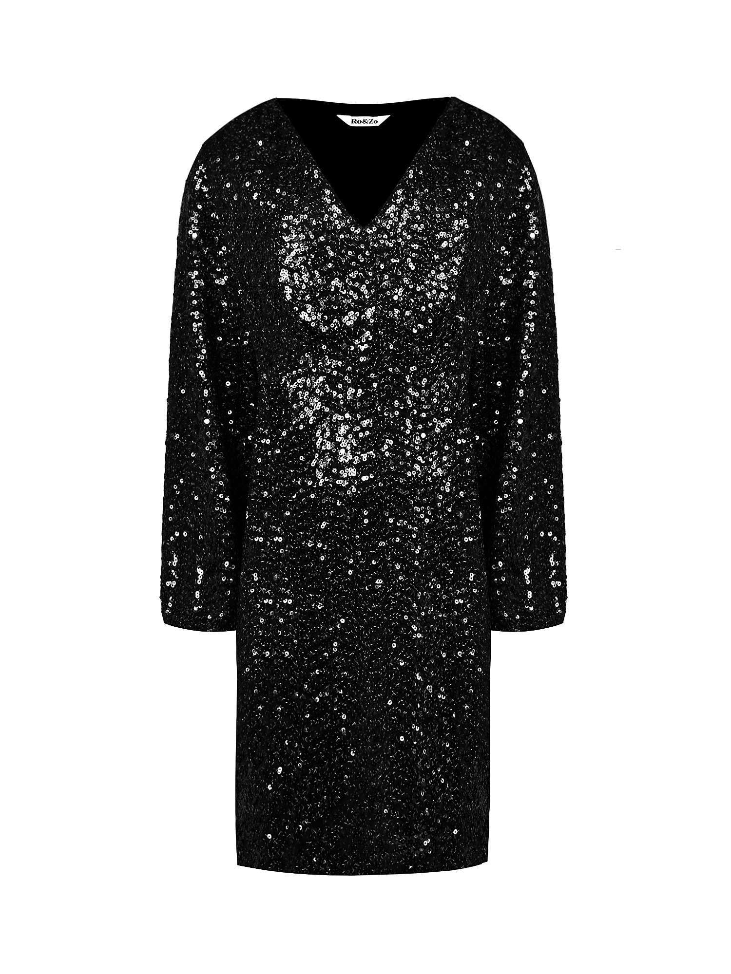 Ro&Zo Cluster Sequin Mini Dress, Black at John Lewis & Partners