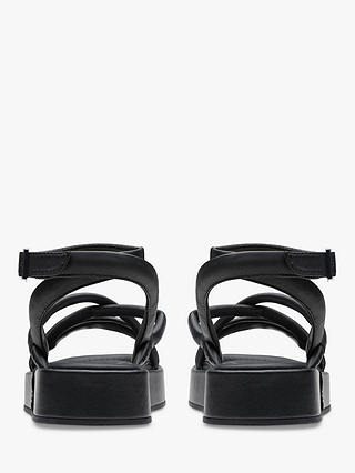 Clarks Alda Cross Leather Flatform Sandals, Black Leather