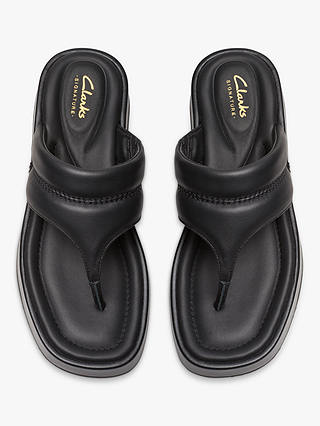 Clarks Alda Walk Leather Toe Post Sandals, Black