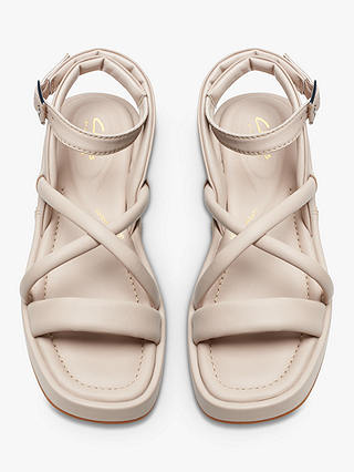 Clarks Alda Cross Leather Flatform Sandals, Sand Leather