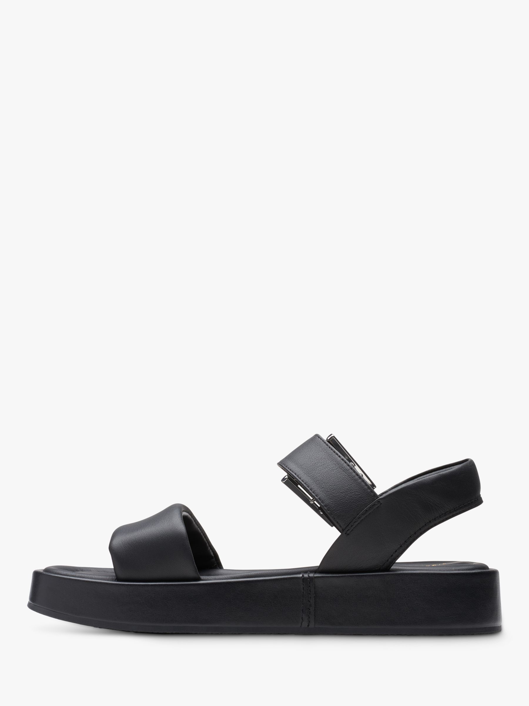 Clarks Alda Leather Strap Sandals, Black at John Lewis & Partners