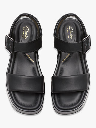 Clarks Alda Leather Strap Sandals, Black
