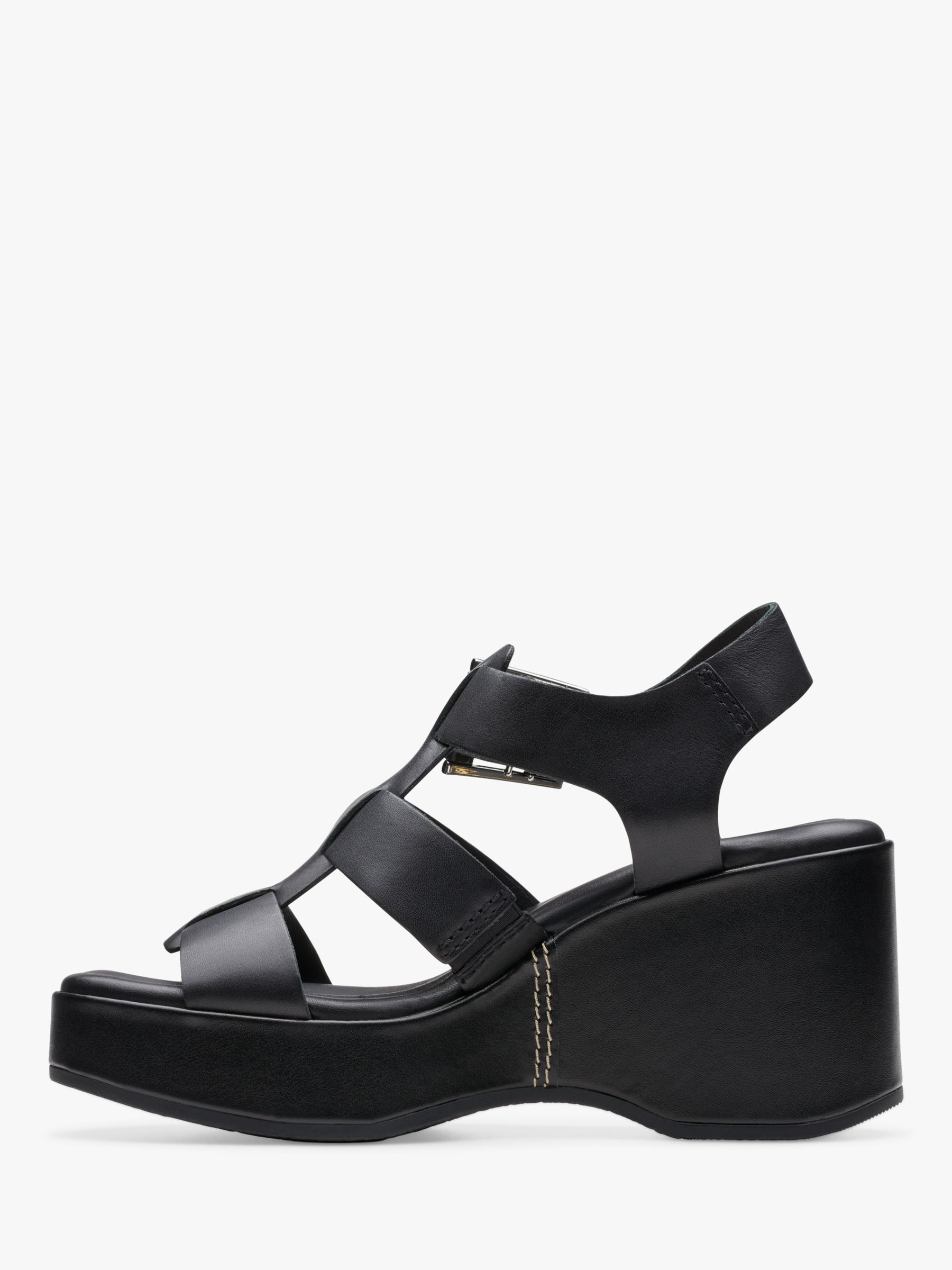 Clarks Manon Cove Leather Wedge Sandals