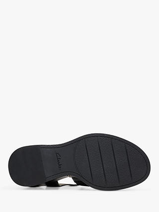Clarks Manon Cove Leather Wedge Sandals, Black Leather