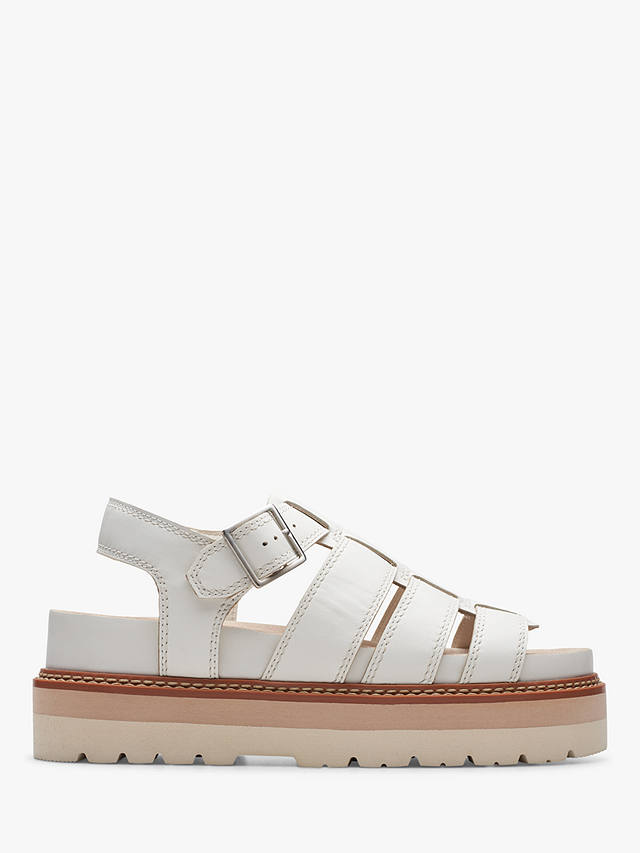 Clarks Orianna Twist Leather Caged Sandals, Off White Lea