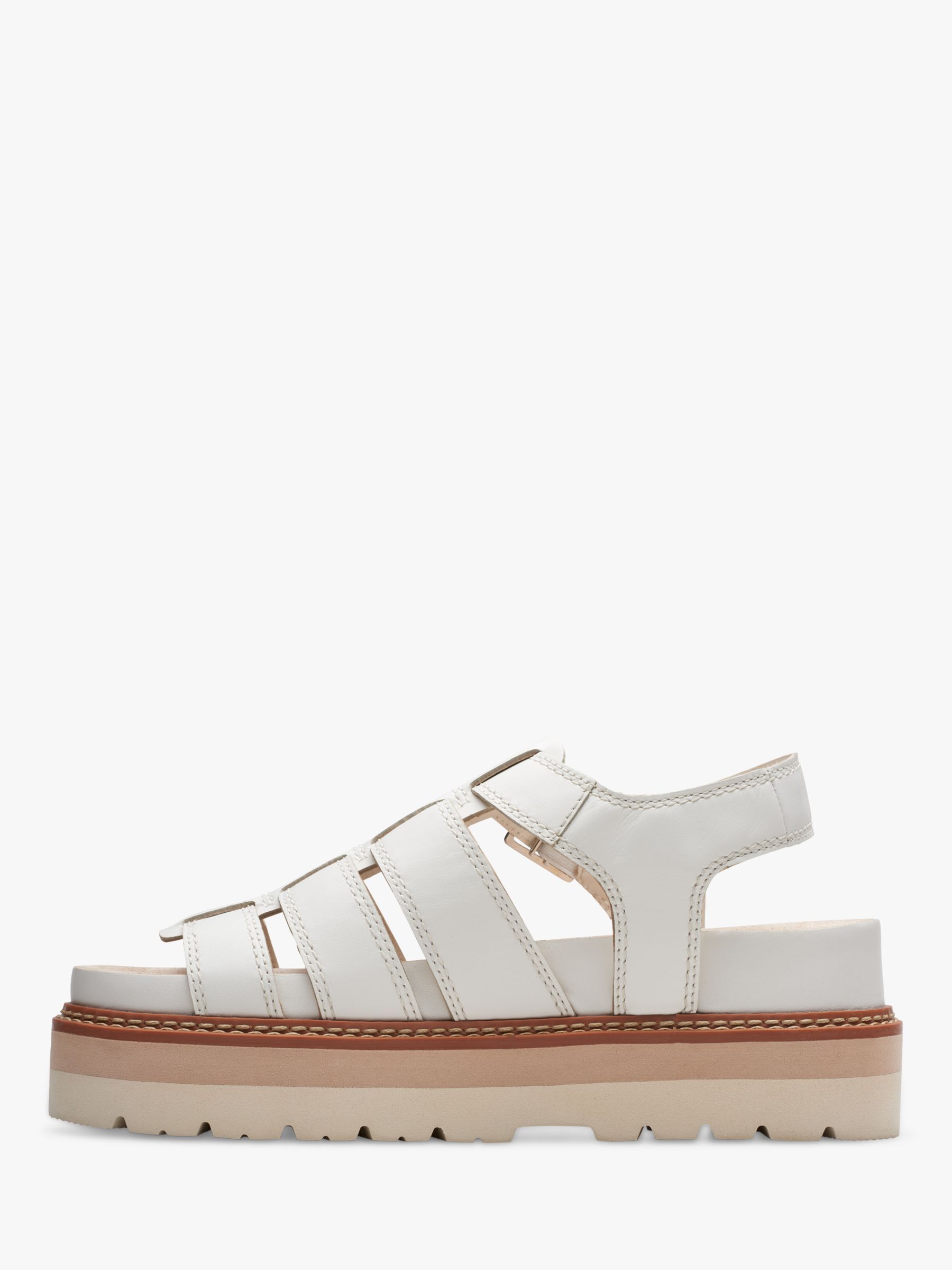 Clarks Orianna Twist Leather Caged Sandals, Off White Lea at John Lewis ...