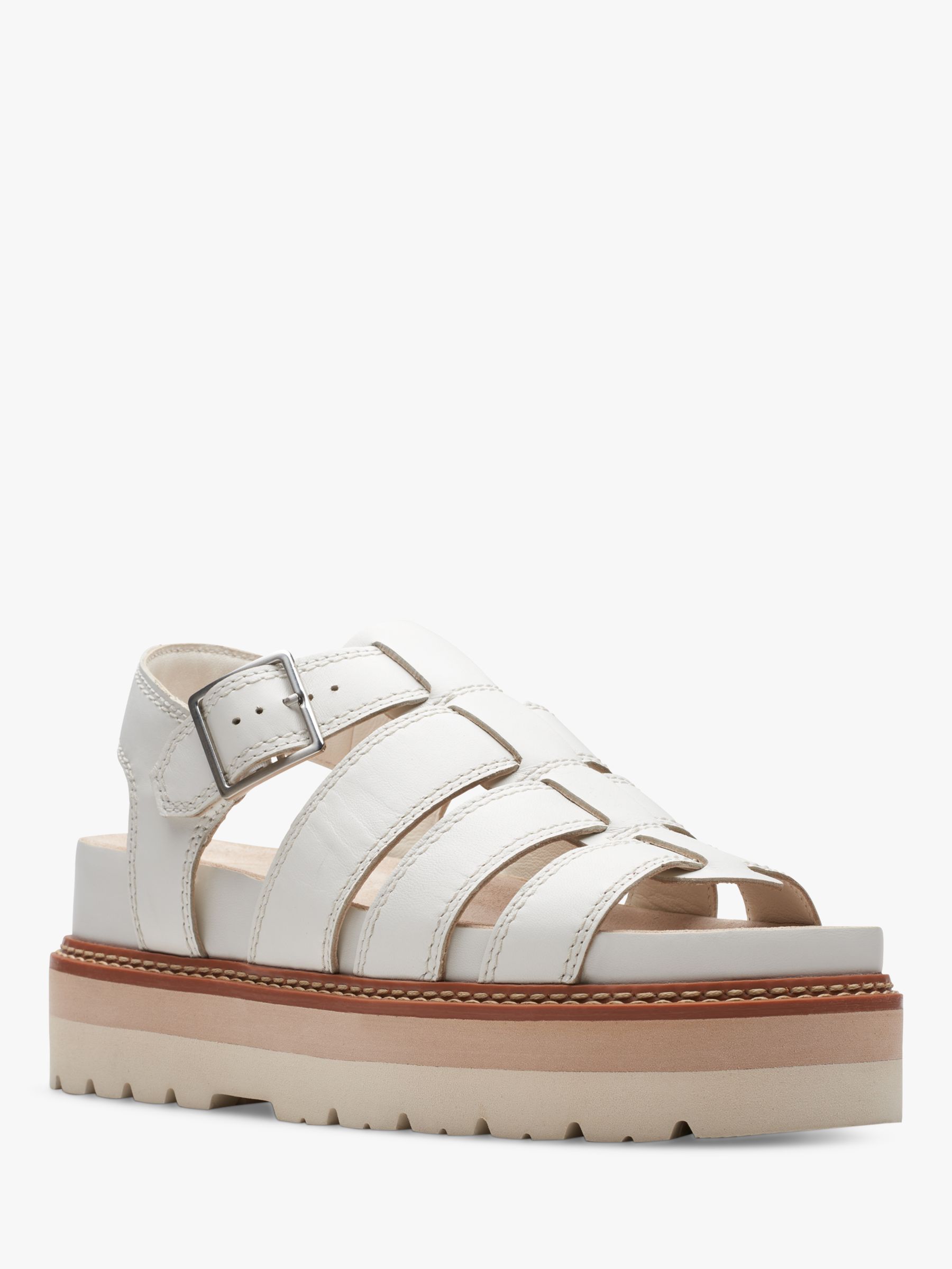 Clarks Orianna Twist Leather Caged Sandals, Off White Lea at John Lewis ...