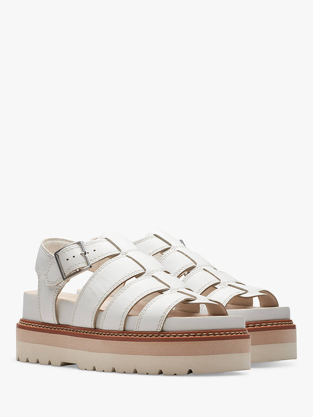 Clarks Orianna Twist Leather Caged Sandals, Off White Lea