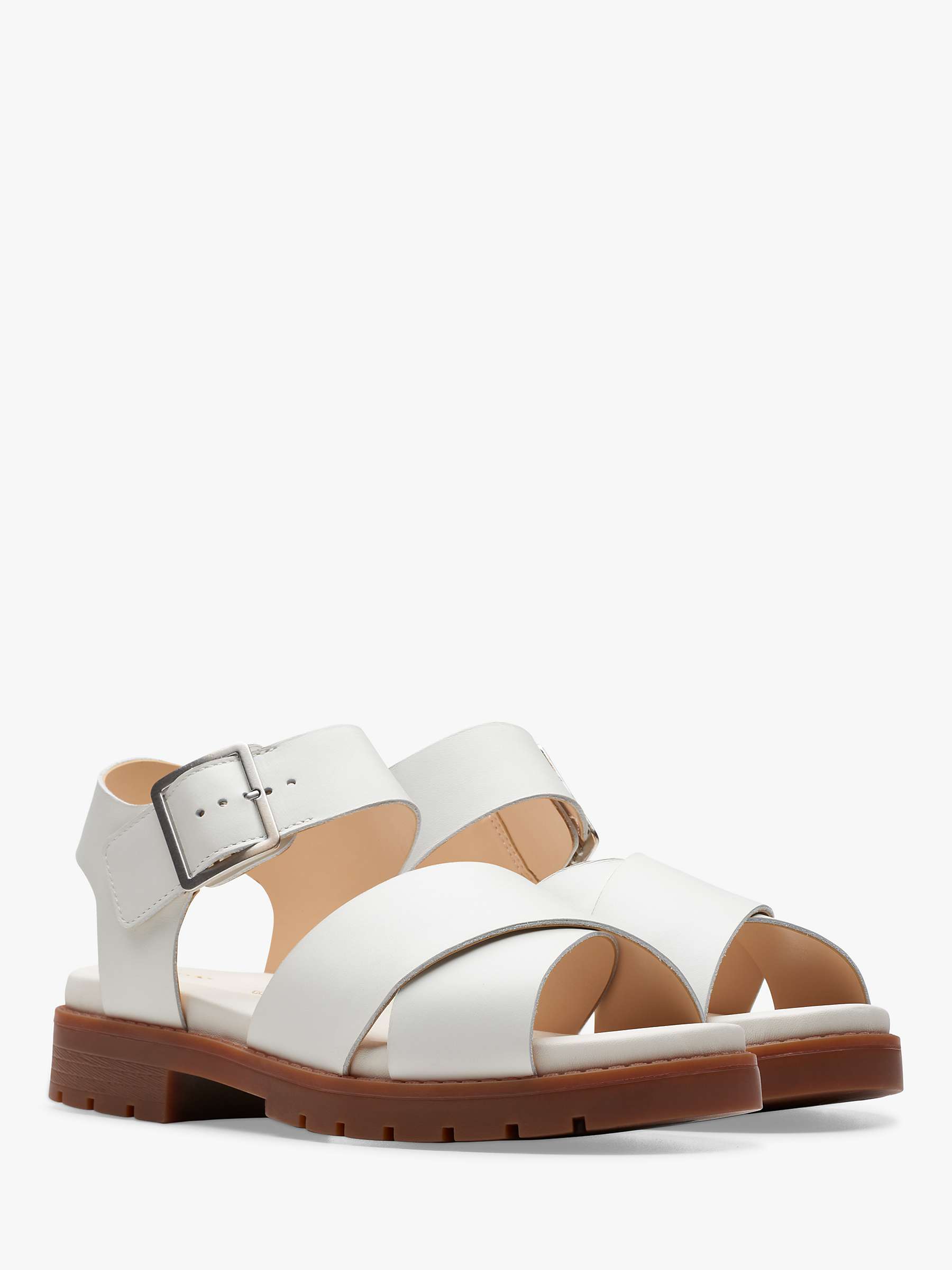 Buy Clarks Orinocco Leather Cross Strap Sandals, Off White Online at johnlewis.com