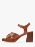 Clarks Ritzy 75 Faye Leather Block Heel Sandals, Tan