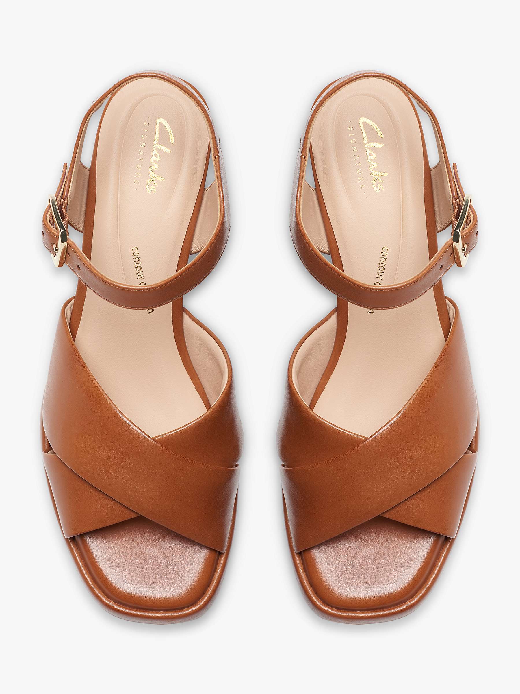 Buy Clarks Ritzy 75 Faye Leather Block Heel Sandals, Tan Online at johnlewis.com