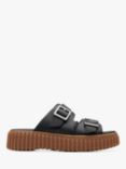 Clarks Torhill Leather Buckle Sliders, Black