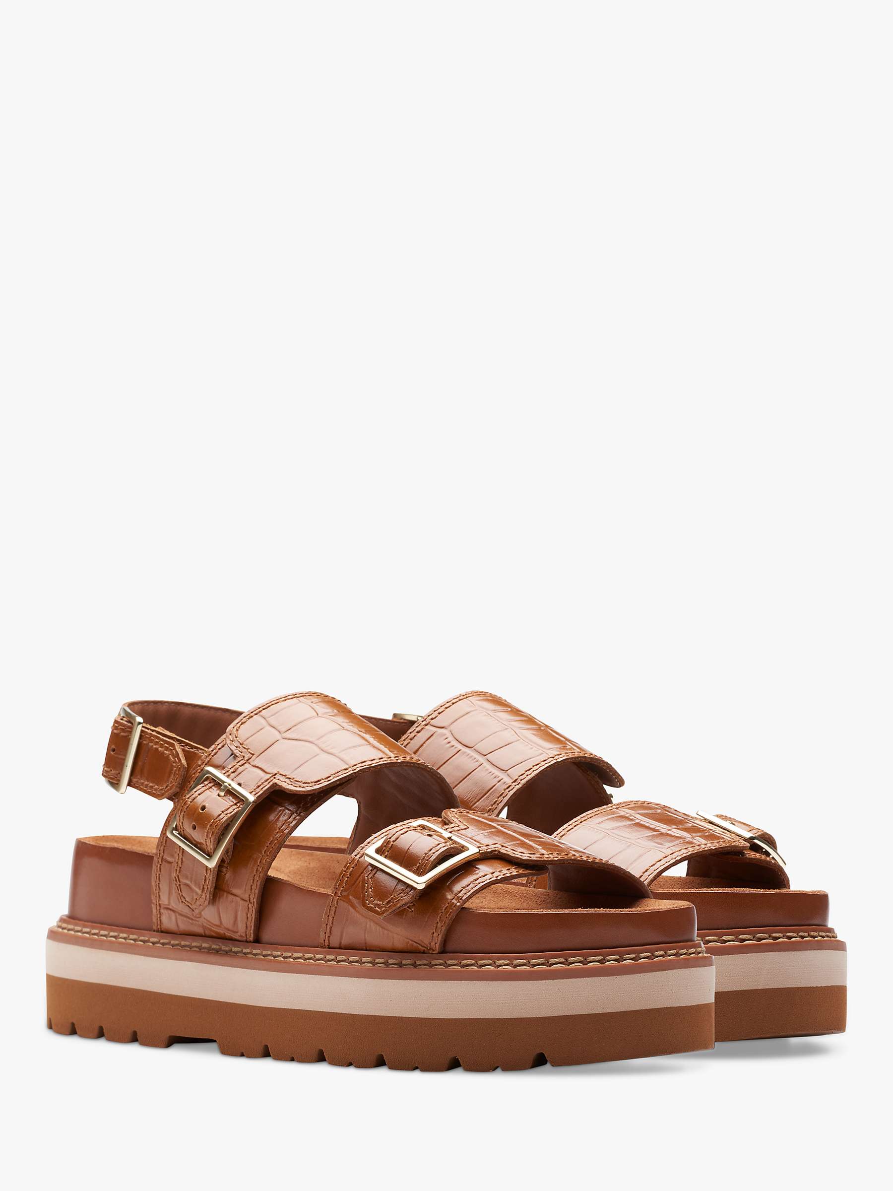 Buy Clarks Orianna Glide Textured Leather Chunky Sole Sandals Online at johnlewis.com