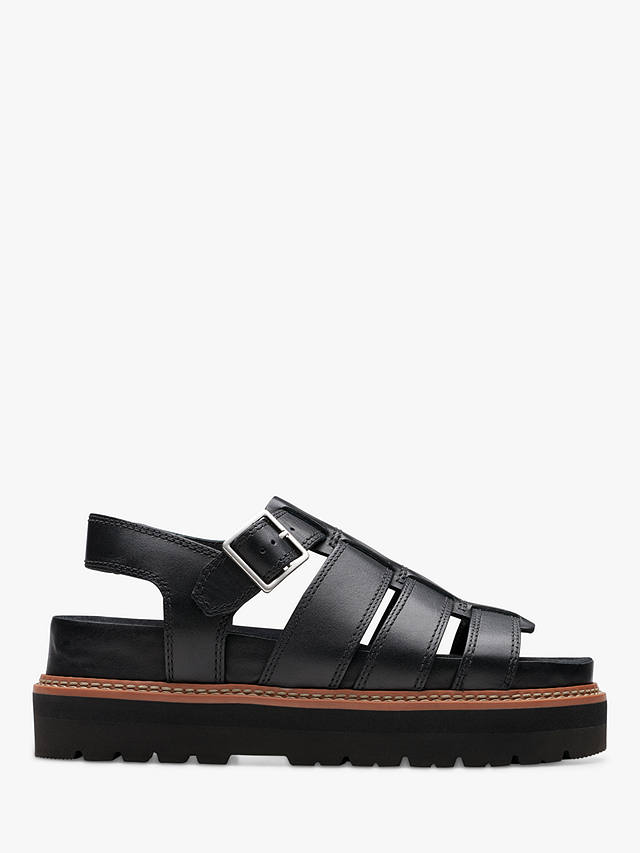 Clarks Orianna Twist Leather Caged Sandals, Black Leather at John Lewis ...