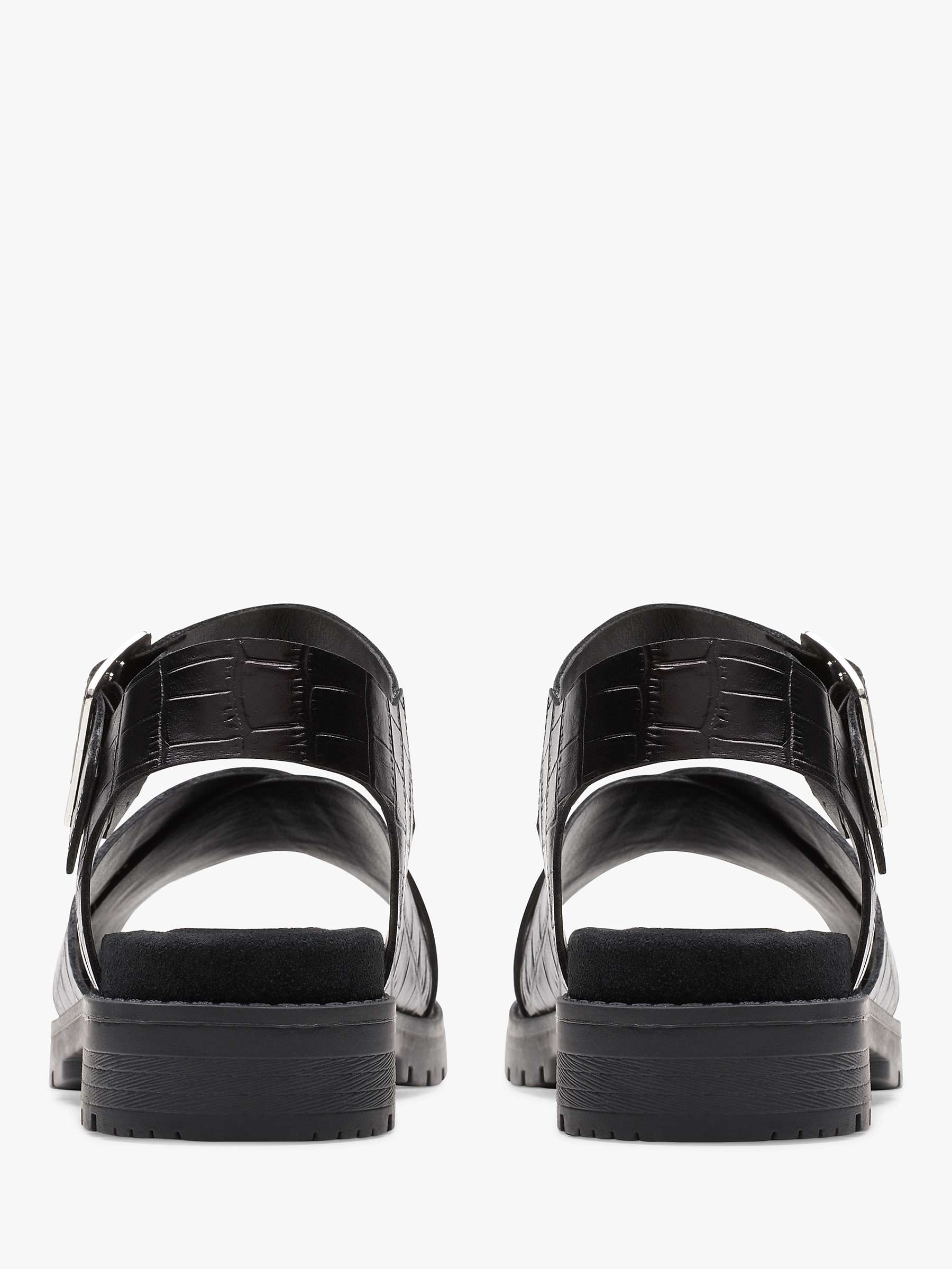 Buy Clarks Orinocco Textured Leather Cross Strap Sandals, Black Online at johnlewis.com