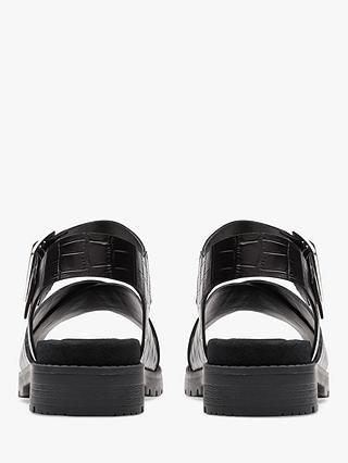 Clarks Orinocco Textured Leather Cross Strap Sandals, Black