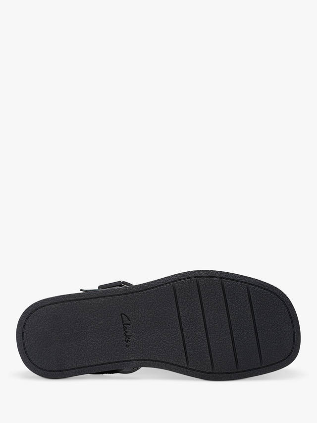 Clarks Alda Wide Fit Leather Strap Sandals, Black